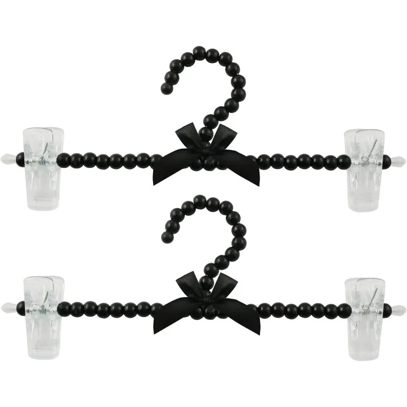 

Black Artificial Pearl Hangers Plastic Bowknot Clothes Rack Pearl Plastic Bowknot Clothes Rack Pearl Pants Hangers for Trousers