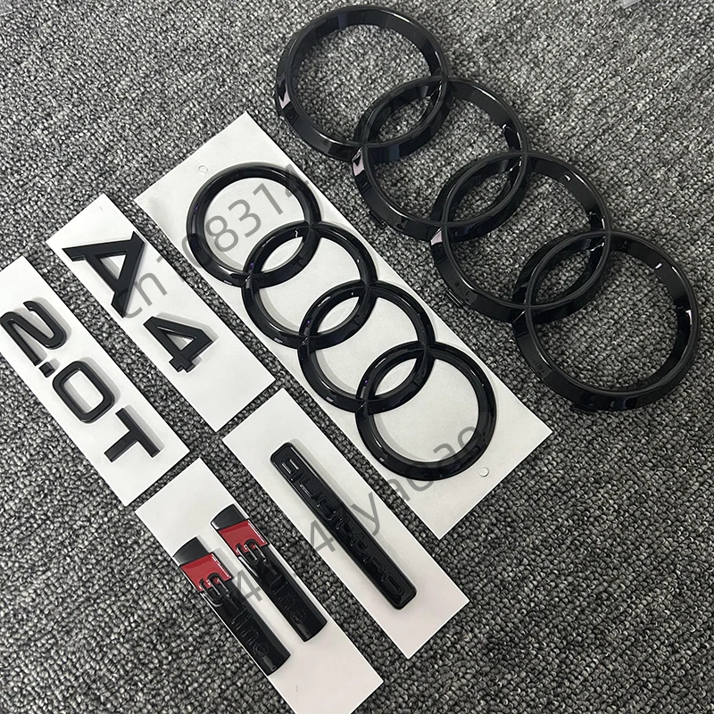 7pcs/set is suitable for the combination set of Quattro 2.0T Sline 2008-2017 before and after Audi A4 logo glossy black collar.