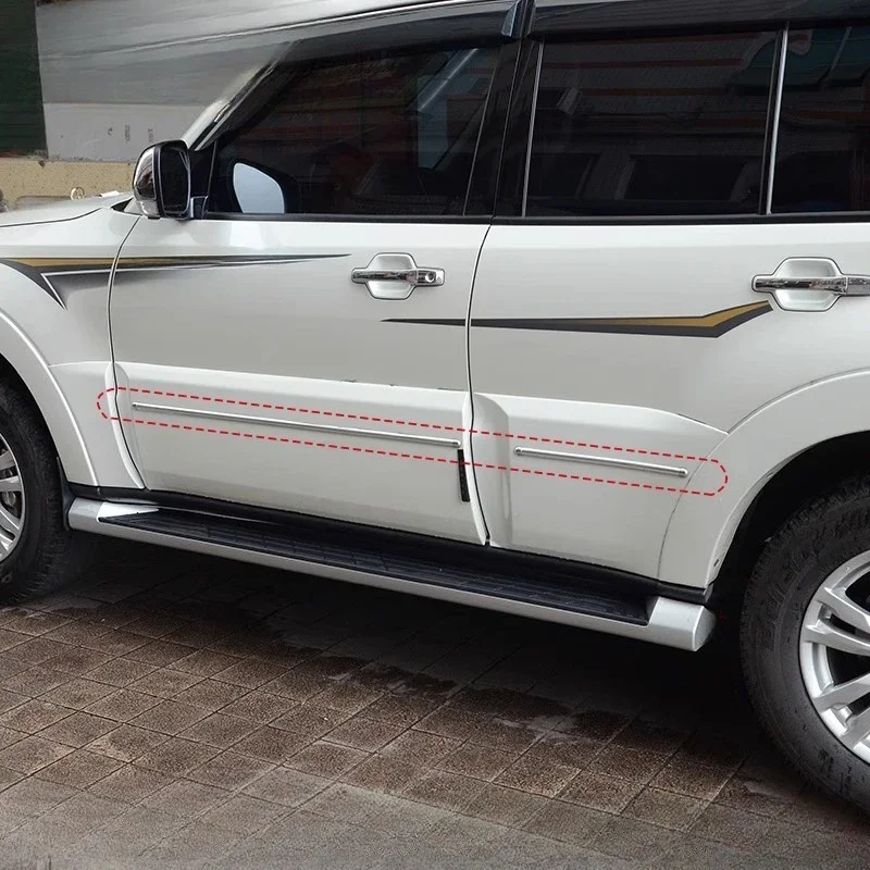 

Накладка на кузов против царапин для Pajero V93 V97, дверной порог, ярко-хромированный внешний мод с защитой от царапин