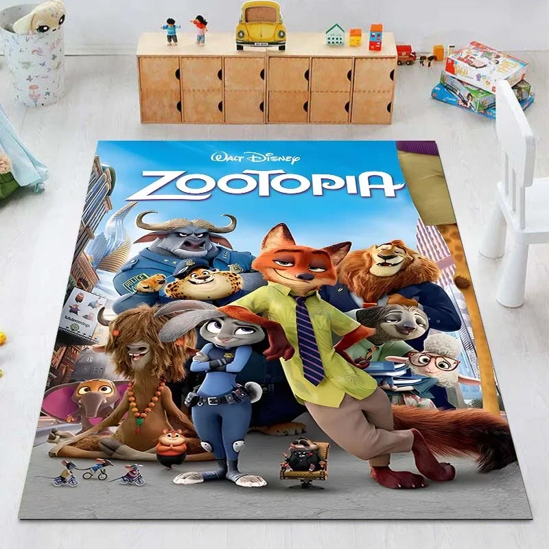 Disney Cartoon Zootopia Nick Judy Printed Living Room Bedroom Carpet Bedside Bathroom Floor Mat Area Rug Kid's Room Play Mat