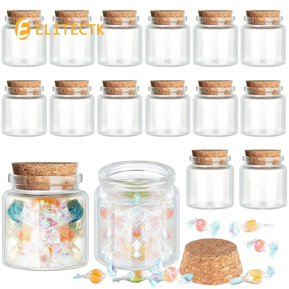 24 Pack Small Glass Cork Bottles, 50 ml/ 1.7 Oz, Small Glass Jars Spell Jars Clear Potion Bottles Mini Glass Bottles with Cork