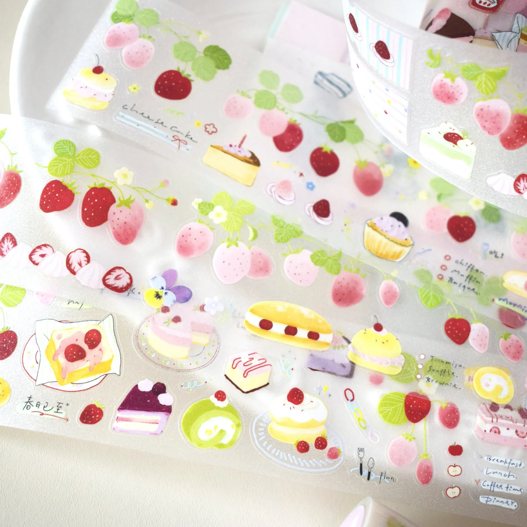 Dover|Rollo de pegatinas troqueladas con purpurina, pastel de fresa, caramelo de manzana, serie Cute Salt
