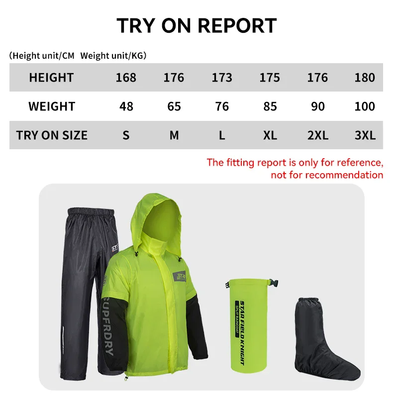 Star Field Knight Motorcycle Cycling Raincoat Men and Women Split Type Clothes 3Pcs Set Rider Rainy Riding Waterproof Gears Suit