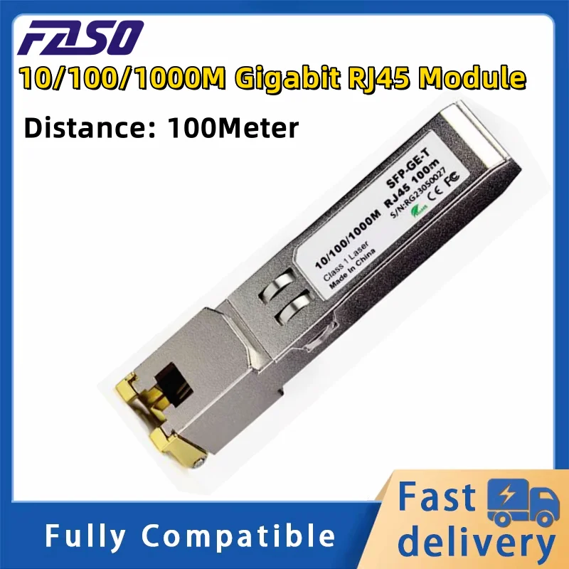 

100 Meter Gigabit SFP Transceiver Module 10/100/1000Mbps RJ45 Copper Optical Module For Cisco/Mikrotik/Ubiquiti Ethernet Switch