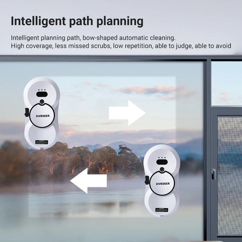 DIVEDEER Window Cleaning Robot Large Suction Spray Electric Window Cleaning Robot Anti-fall Remote Control Vacuum Cleaner