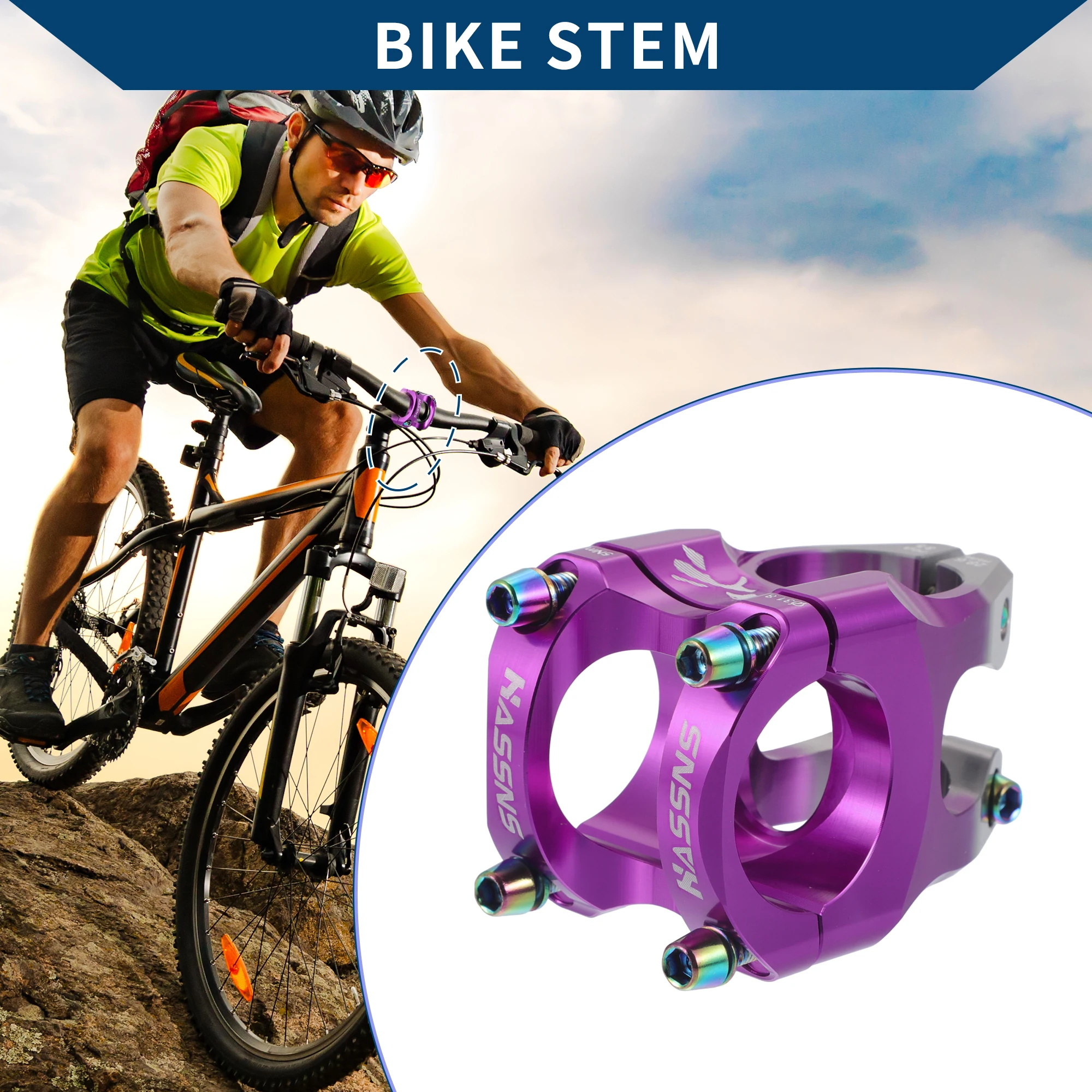 

X Autohaux Велосипедный вынос с коротким рулем, регулируемый вынос для велосипеда, длина выноса 35 мм, серый, фиолетовый