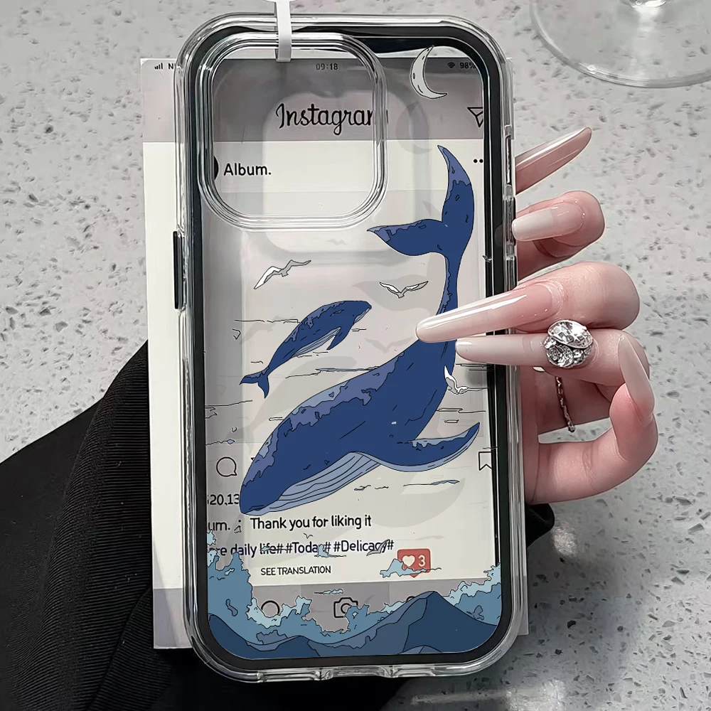 Kreative Wal-Design Transparente 2-in-1 Handyhüllen für iPhone 17 11 12 13 14 15 16 17 Pro Max Plus XR X Air Stoßfeste Hülle – Detail 2