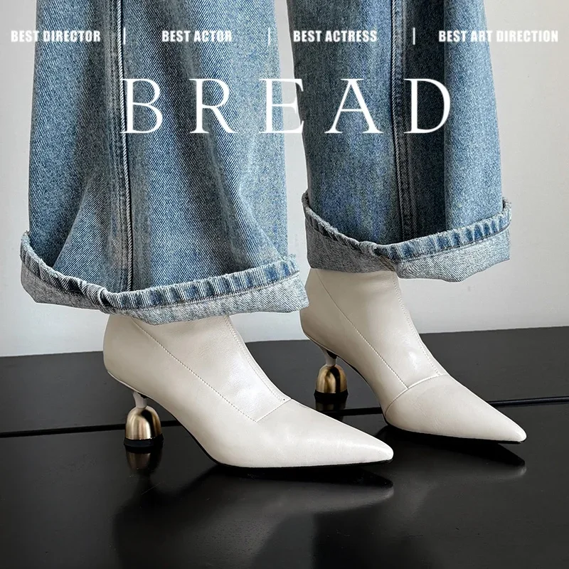 

2026, осенне-зимние женские ботильоны, эластичные узкие ботинки из микрофибры с острым носком, металлические бокалы для вина, эластичные узкие ботинки на высоком каблуке