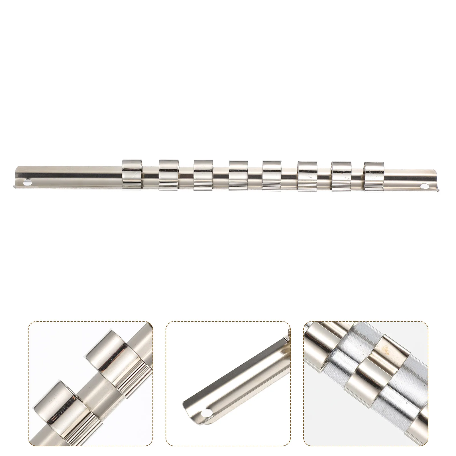 

1 Set Organizer Metal Container For 1/2 3/8 1/4 Inch Wrench Sockets Sliding Storage Holder Lightweight Toolbox Electroplated