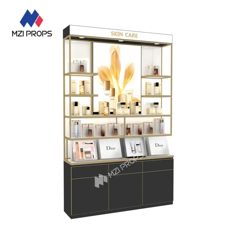 custom.Custom Cosmetic Display Stand Luxury Retail Skincare Showcase with LED Light Perfume Shop