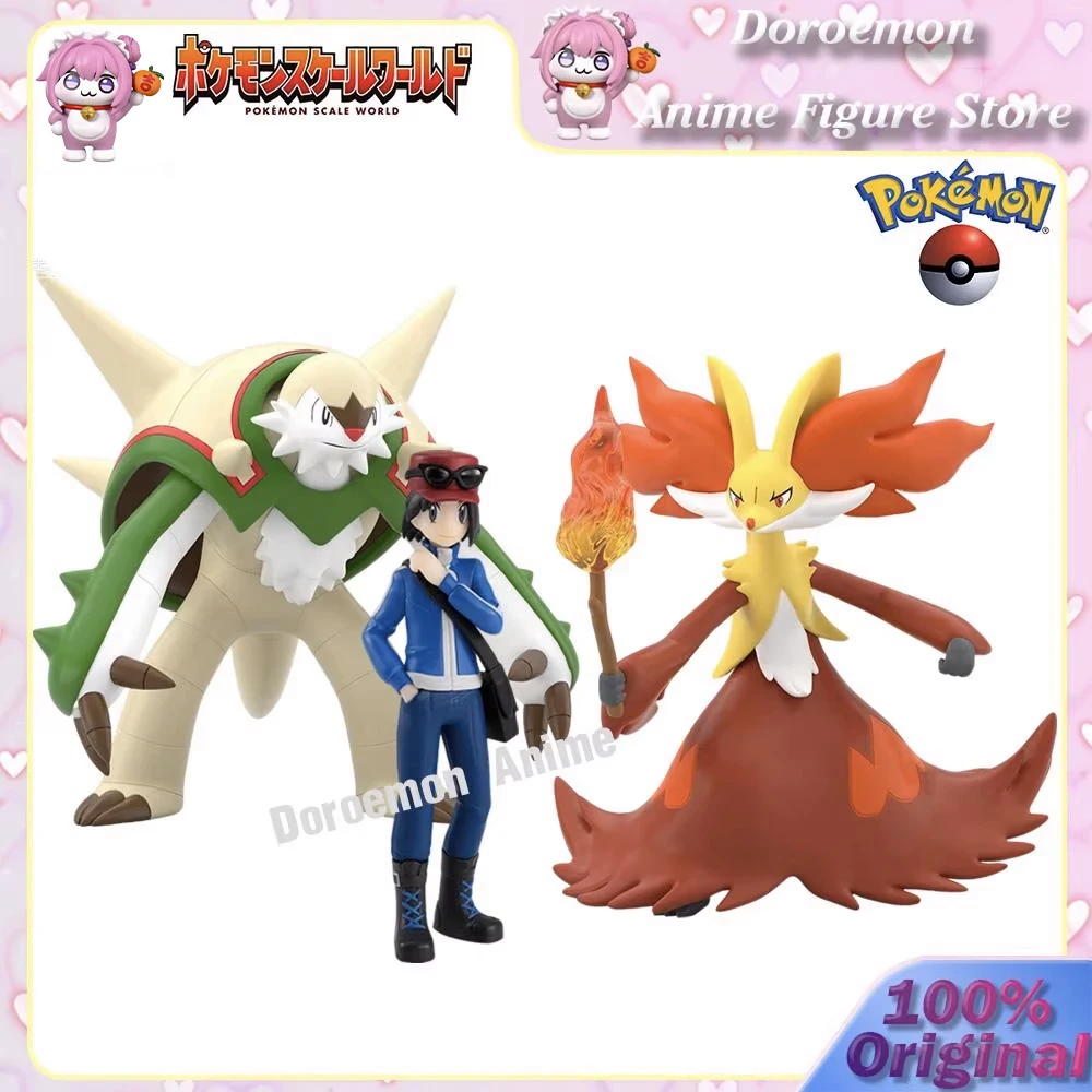 In Stock Original Pokemon Scale World Kalos Region Calem Chesnaught Delphox 1/20 Anime Figures Toys Gifts for Fans Kids