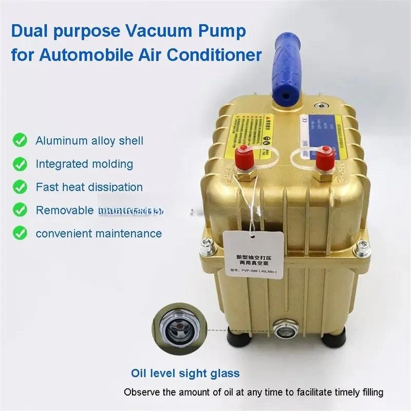 For Automotive Air Conditioning Vacuum Pump Dual Purpose Pumping Inflating Aluminum Alloy A/C Repair Tools