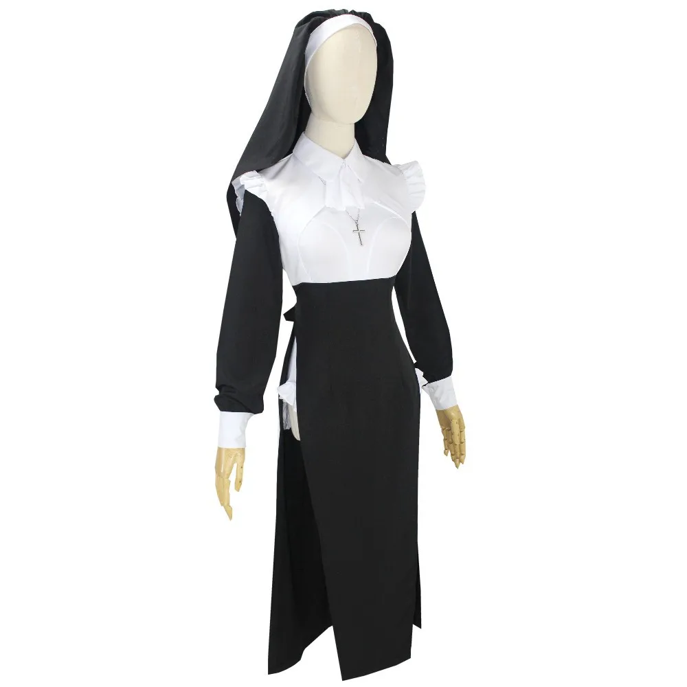 Anime Sexy Nuns Original Design Cosplay Chowbie Uniform Black Sexy Dress Large Size Halloween Costumes for Women