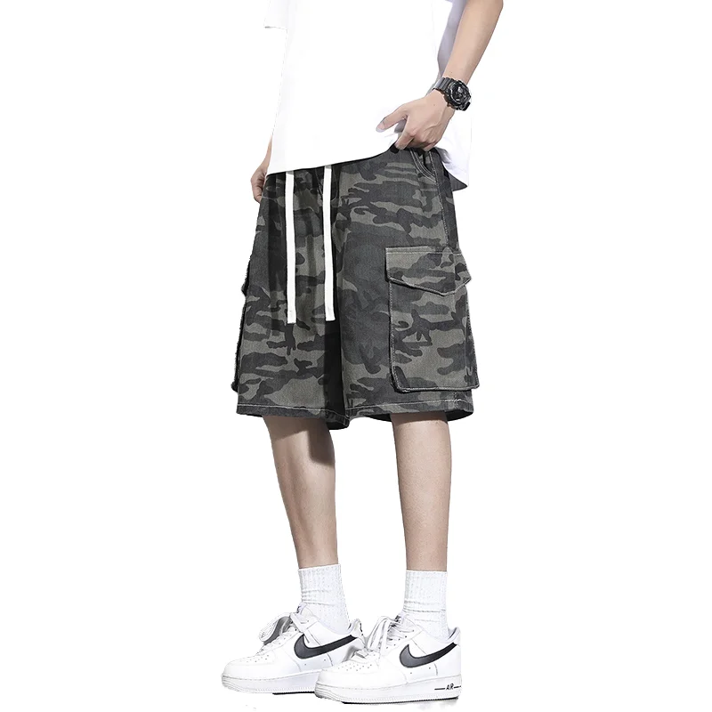 

Men's Cargo Shorts Summer Breathable Cotton Blend Camouflage Denim 5-Point Trousers Minimalist Streetwear Urban Fashion Trousers