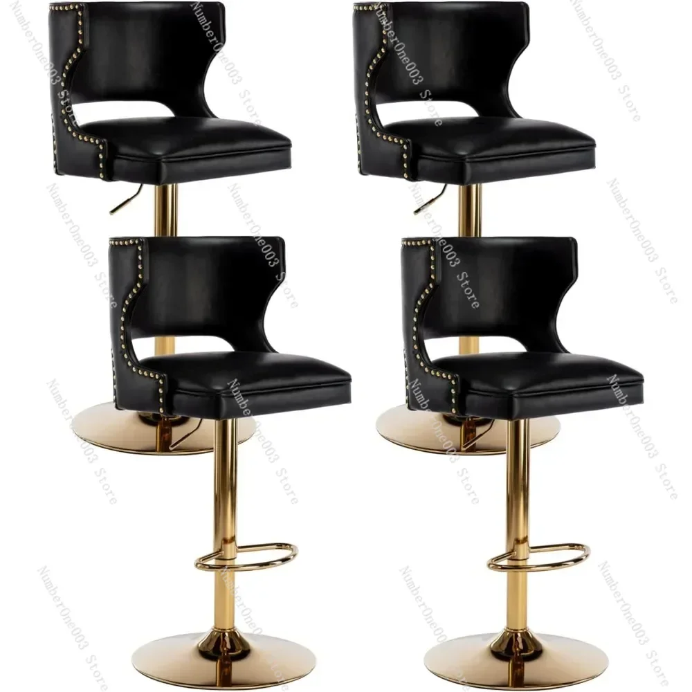 Swivel Bar Stools Set of 4, Adjustable Height Counter Stools Modern Velvet Barstool with Open Back/Footrest, Bar Stools