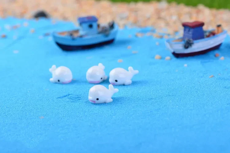 20 unids/lote delfín blanco pequeño adorno planta bonsái decoración resina acuario musgo Micro paisaje figuritas y miniaturas KS 020