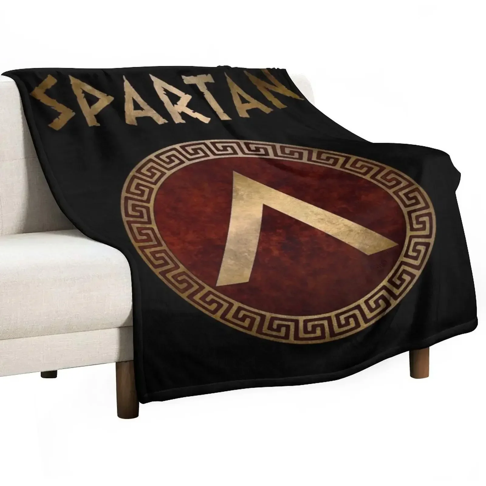 Spartan Shield Lambda Ancient Lacedaemonian Symbol of Sparta Throw Blanket blankets ands Retros Travel Blankets