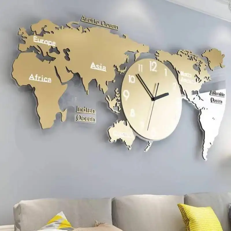 Fluorescent Gold Wall Clock Unique Premium Nordic Living Room Wall Clock Large Modern Design Orologio Da Parete Home Decor Items