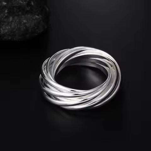 New 925 Sterling Silver fine Five Circles Ring For Women Man Fashion Folk-Custom Wedding Party Gifts classic streetwear Jewelry