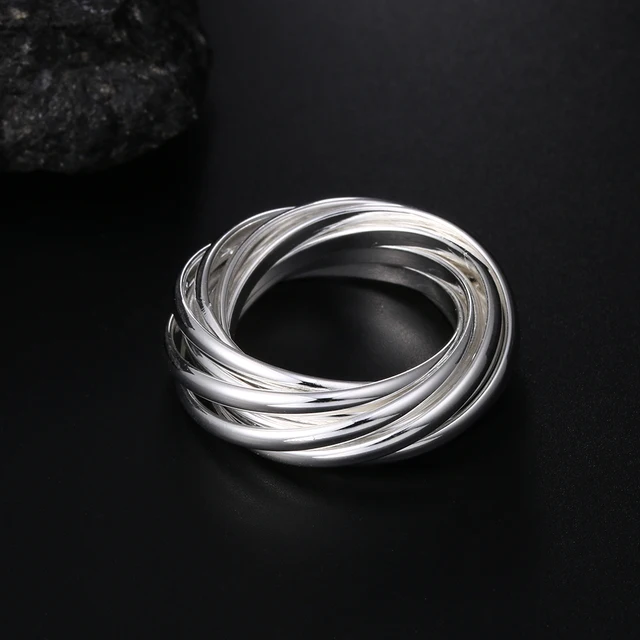 Nowy 925 Sterling Silver fine Five Circles Ring For Women Man Fashion Folk-Custom Wedding Party Gifts classic streetwear Jewelry