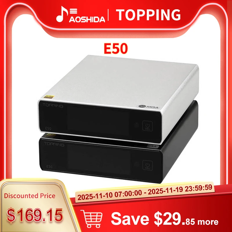 جهاز فك التشفير Topping-E50 عالي الدقة DAC مع جهاز تحكم عن بعد ، MQA Full ، XMOS ، XU216 ، USB ، DAC 32BIT ، DSD512 ، 768K ، MQA DAC مع جهاز تحكم عن بعد