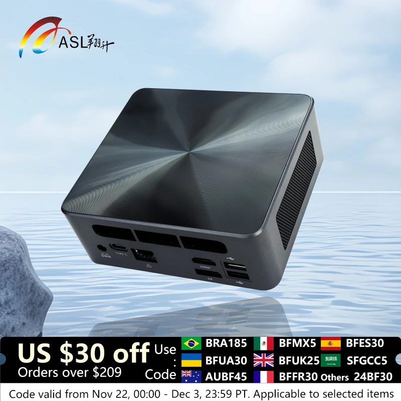 ASL N7A Mini-PC Intel Core i5-12450H 16 GB DDR4 RAM 1 TB M.2 PCIe4.0x4 NVMe SSD Windows 11 WiFi 6 BT 5.2 Light Gaming Computer