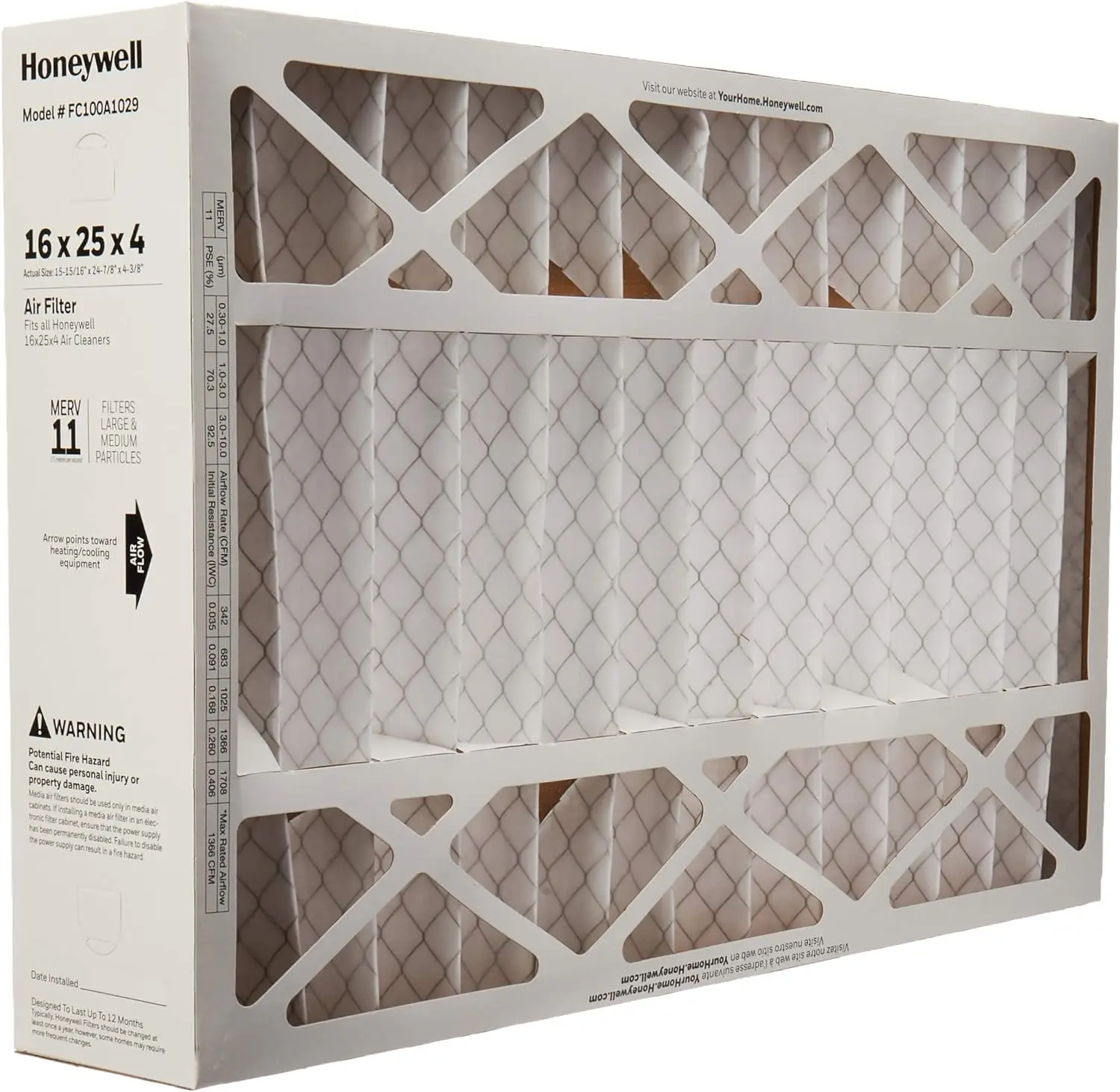 Honeywell FC100A1029 Air Filter - 16x25x4 - 2-Pack