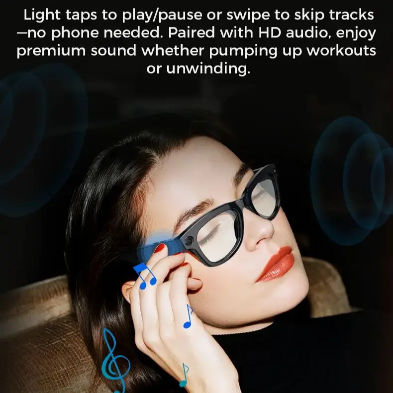 Echowear Smart AI Translation High Definition 800W Pixel Anti Shake Camera Video Call Music Listening WiFi Smart Glasses 2026