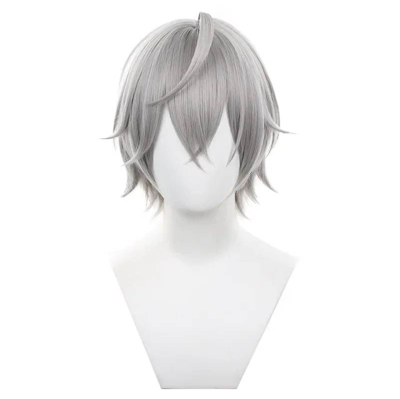 Zenless Zone Zero Wise Cosplay pelucas Wise 30cm pelo sintético corto gris hombres Cos pelo para fiesta Halloween peluca Cap