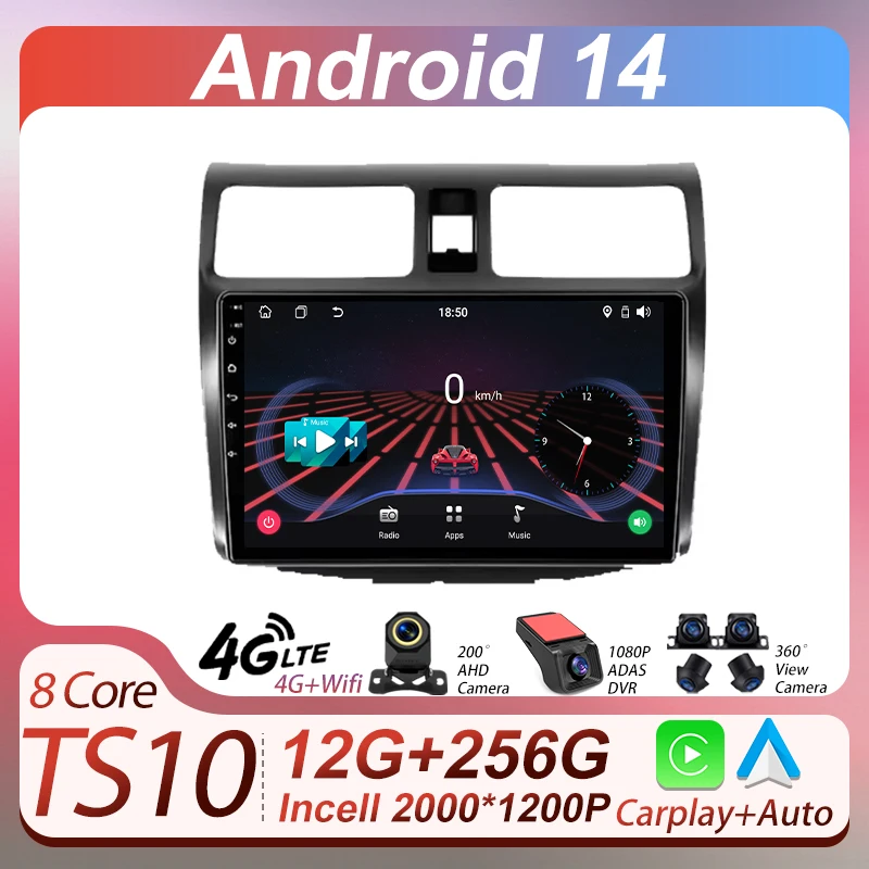 

Car Android 14 Autoradio For Suzuki Swift 3 2003- 2010 Car Carplay Screen Mirror Link AutoMotive Intelligent System No 2din DVD