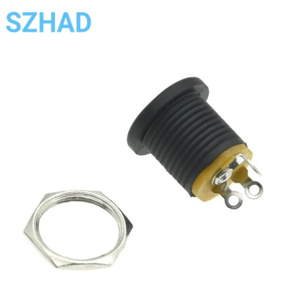 5.5-2.1MM DC-022 DC power supply socket outlet holes threaded nut panel installation