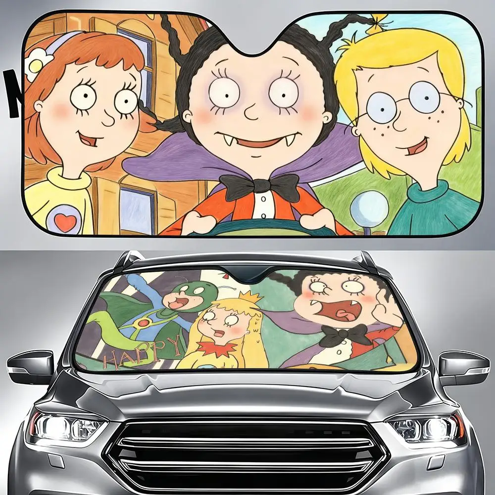 

Cartoon M-Mona The V-Vampire Sun Visor Aluminum Foil Windshield Sunshade, UV Protection Heat Insulation Reusable