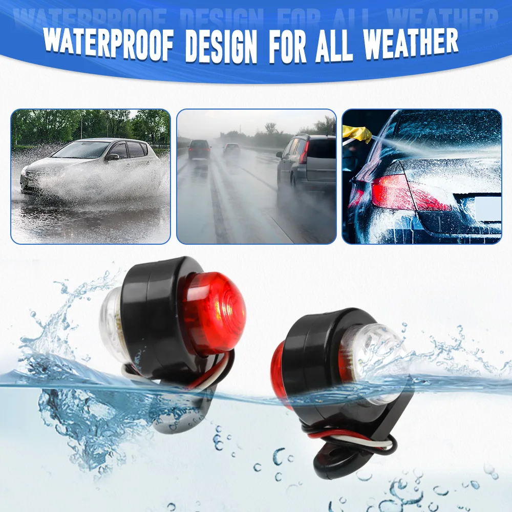 2 قطعة شاحنة فان ماركر ضوء LED الجانب ماركر مصباح مقطورة مقاومة للماء أضواء جانبية 12-24 فولت LED أضواء العلامات الجانبية مع 8 اكسسوارات