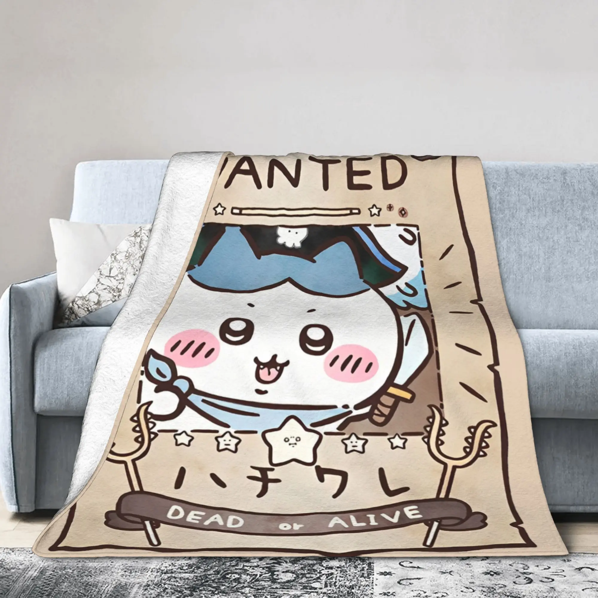 WANTED Hachiware in Chiikawas Fleece Throw Blanket  Blanket for Bedding Travel Super Soft Quilt,
