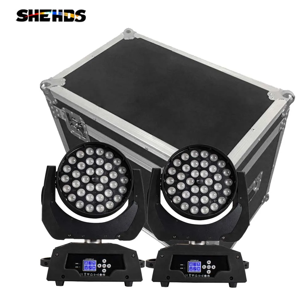 

SHEHDS Button 36x18W RGBWA+UV LED Wash Moving Head Lighting with Flight Case for KTV Party Bar Concert Wedding Stage