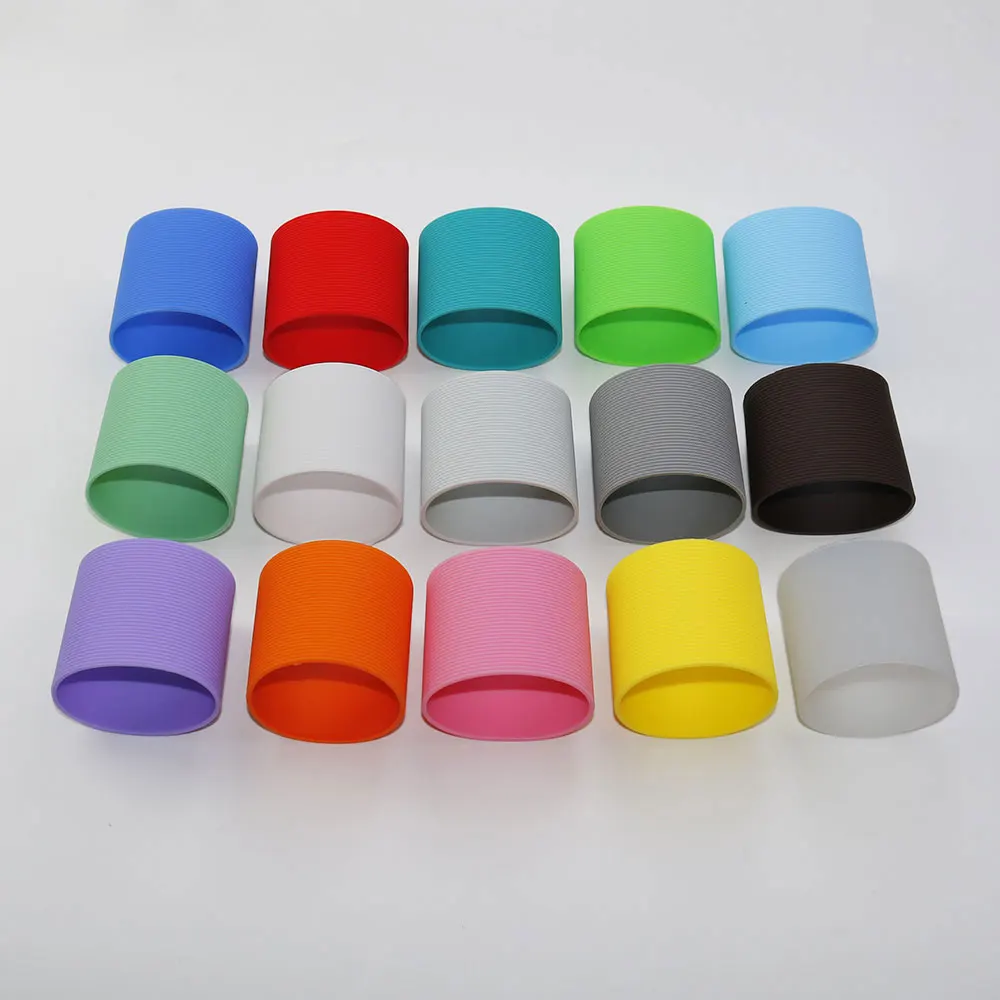 JCD 1Set 5.5CM Silicone Cup Sleeve Glass Bottle Protector Case Non-Slip Heat Resistant Anti Scald Mug Sleeve Water Cup Base ﻿
