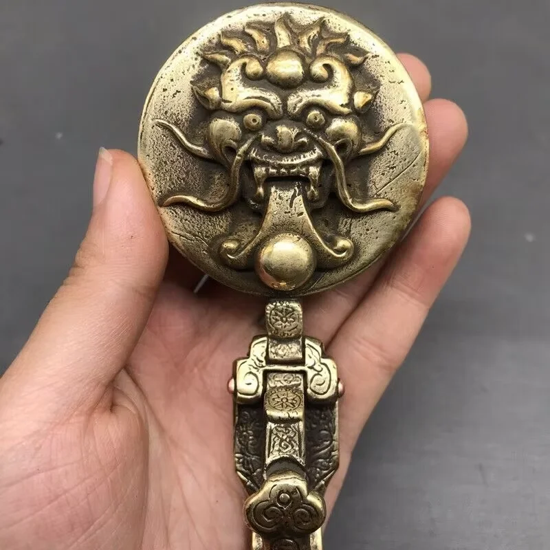 Collection Old Chinese Copper Handcarved Animal Head Statues  Waist Card