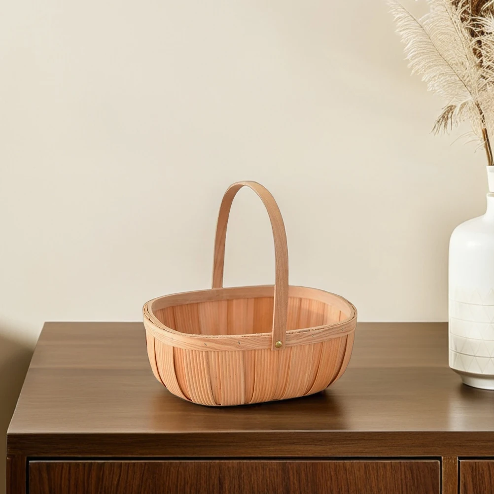 

Storage Basket Bamboo Handheld Decorative Fruit Weaving Woven Candy Baskets for Food