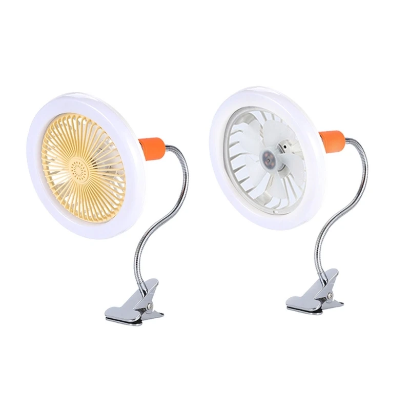 E27 Socket Clip Fan with Light Bulb 30W + 4W Bulbs Non-Dimmable PVC Perfect for Air Purification Cooling Home Office Use