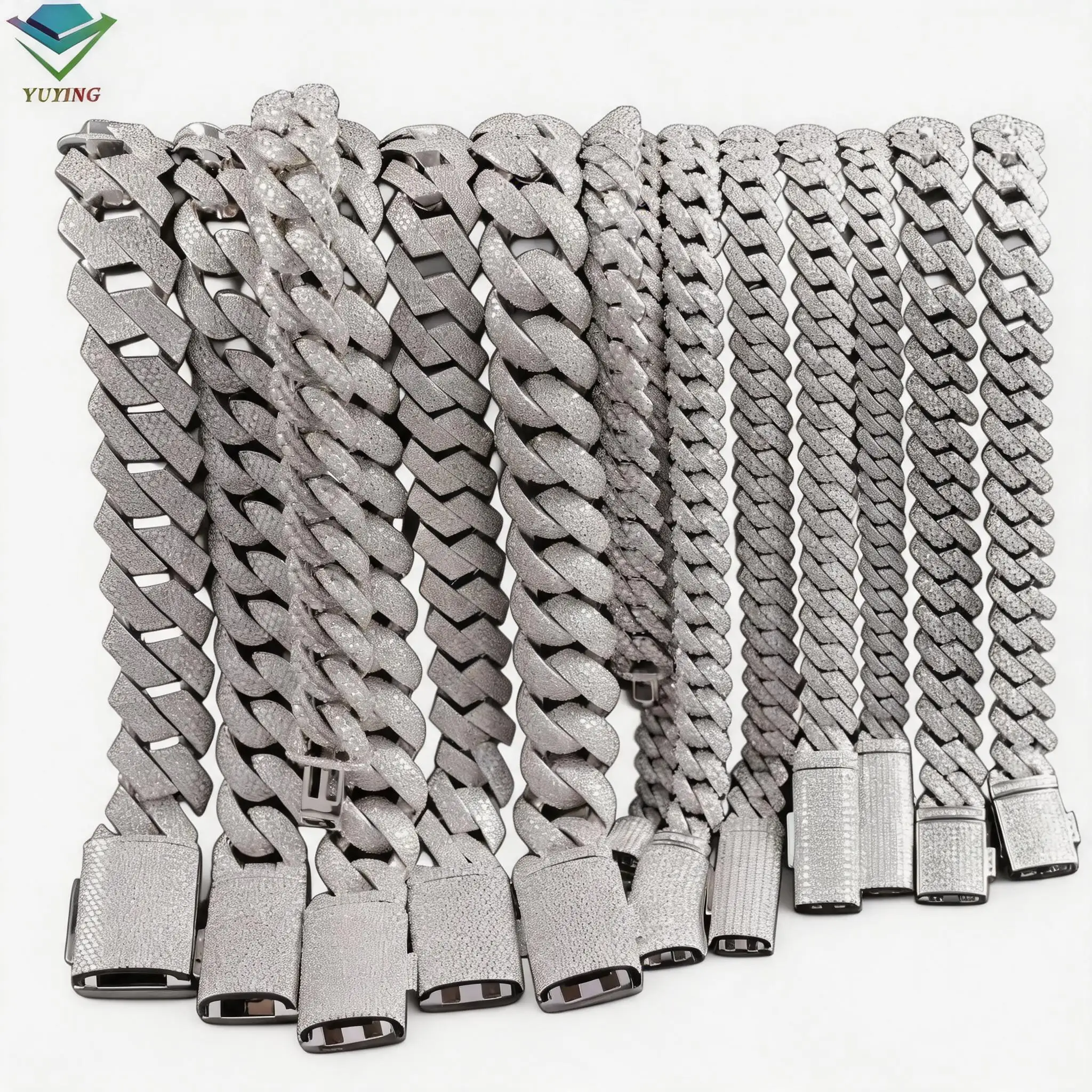 

VVS Moissanite Cuban Link Chain 6mm 9mm 13mm 2Rows 925 Sterling Silver Ice Out Hip Hop Necklace