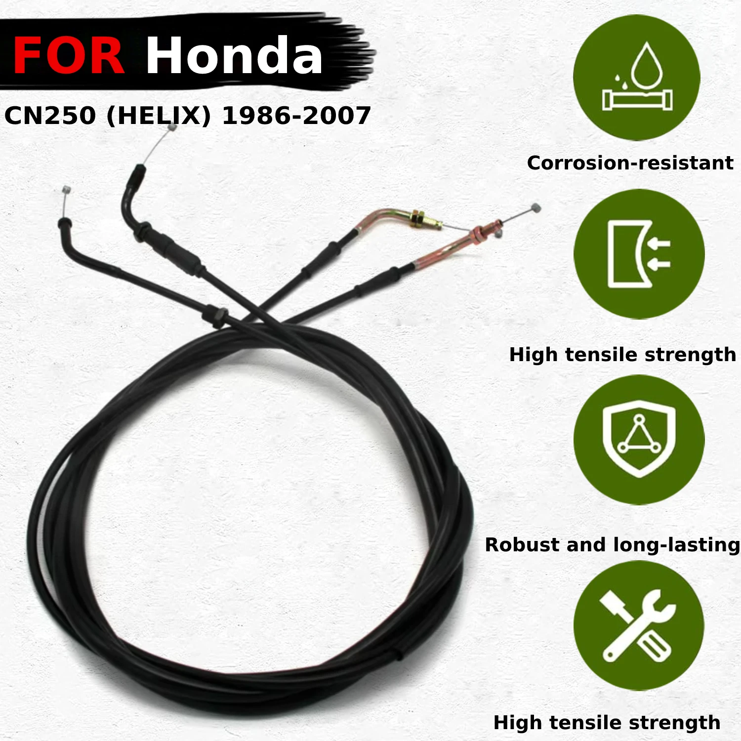 Motorcycle Parts Push&Pull Throttle Cable Line Wires Scooter Acceleration For Honda CN250 (HELIX) 1986 1987 1988 1989  1990-2007
