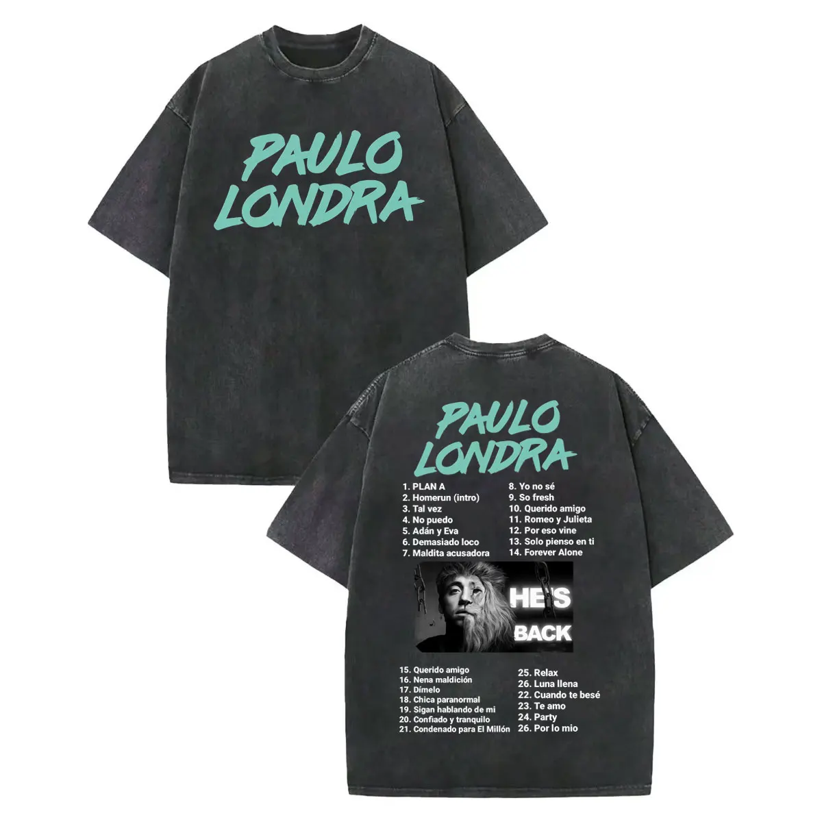 

Vintage Washed Rapper Paulo Londra Album Merch T-shirt Men Women Clothing Fashion Hip Hop T-shirts High Quality Cotton T Shirts