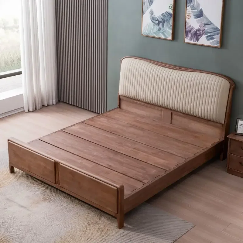 oak solid wood bed storage with leather soft rest 1.8 meters master bedroom double bed 1.5 meters light luxury bed