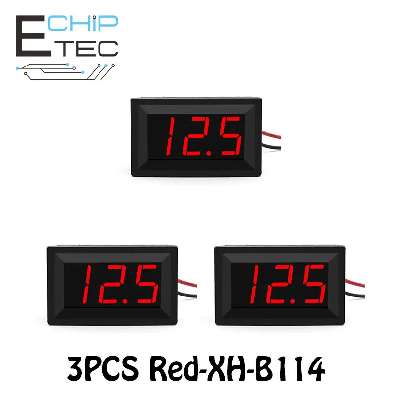 

3PCS XH-B114 DC 4.5-120V Digital Voltmeter Head DC Voltage Meter for Electric Vehicle Car Modification