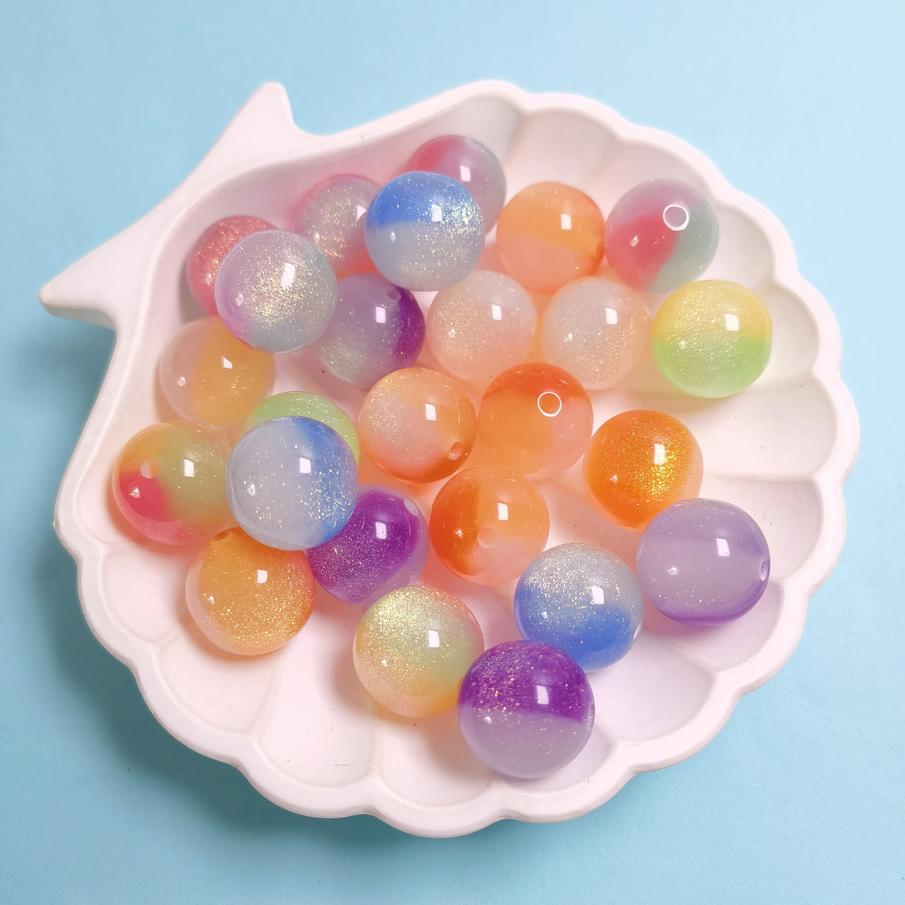Shiny Round 16mm Glossy Acrylic Plastic Loose Beads For Jewelry Making DIY Bracelet Crafts Findings Supplies