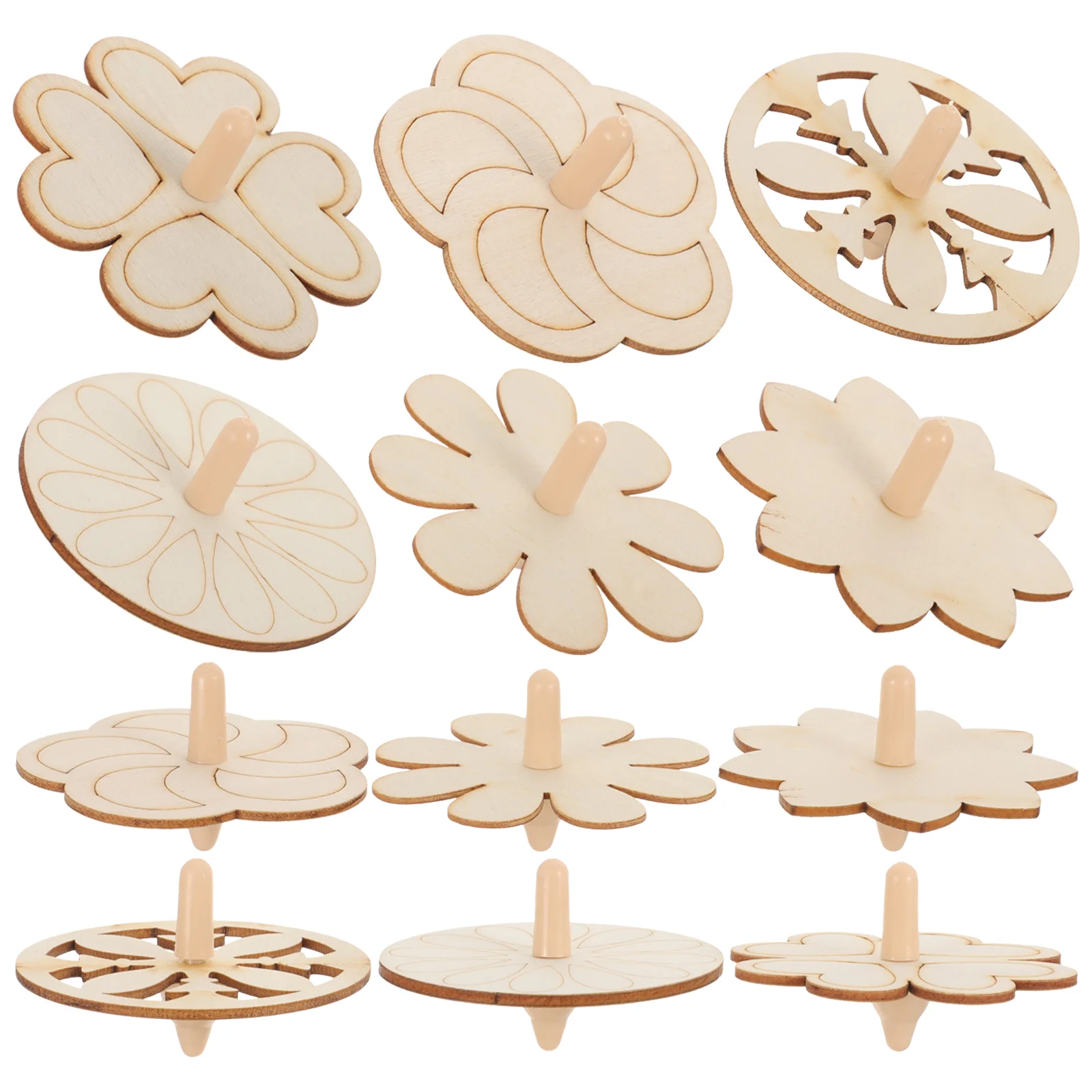 12 Pcs Wooden Spinning Top Funny Gyro Toy Child Toys Kids Twerking Portable Accessory Childrens Flight