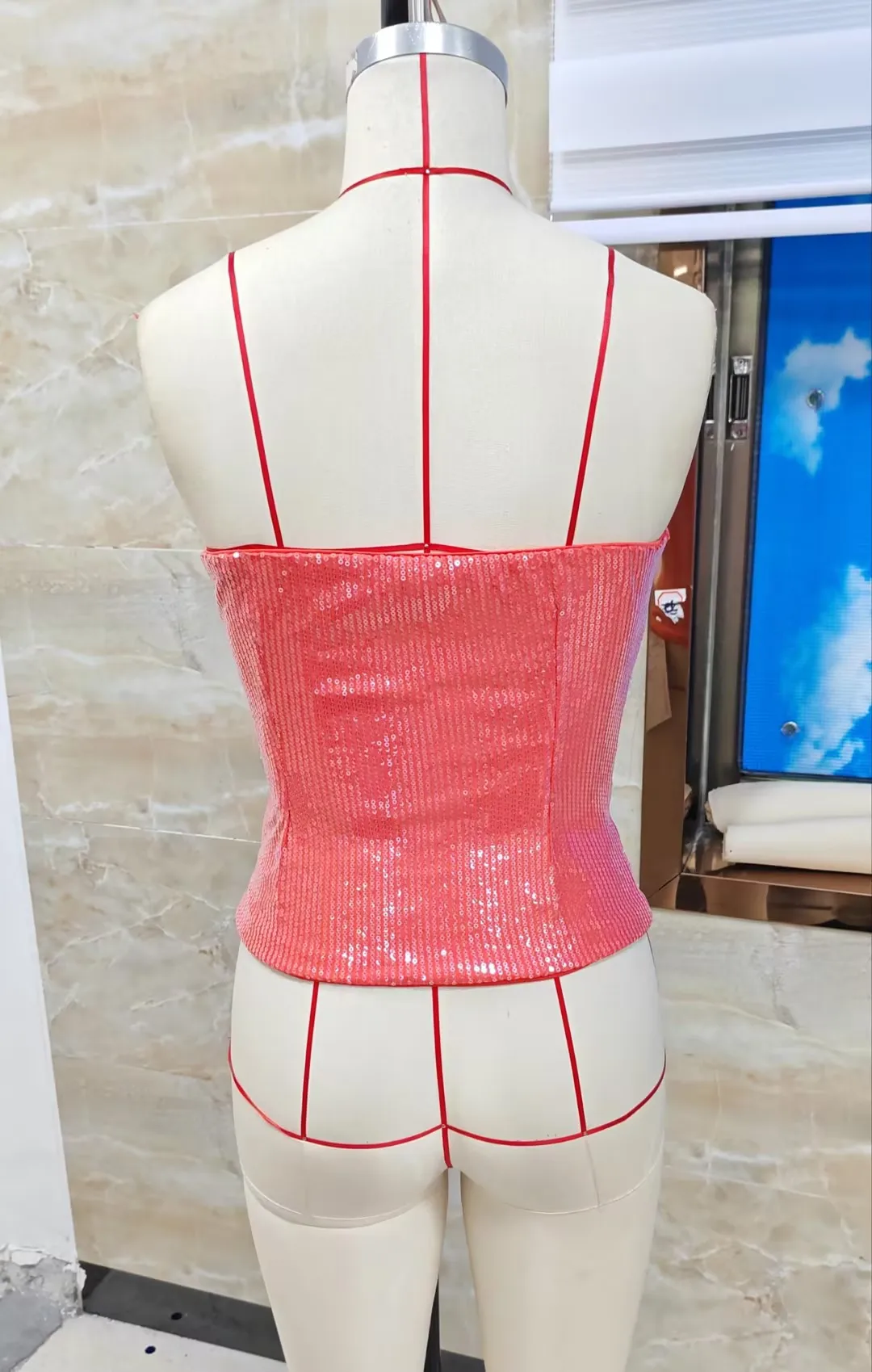 Damen Y2k Glänzendes Pailletten-Tube-Top Sommer Schulterfreies Ärmelloses Schimmerndes Shirt Rückenfreies Figurbetontes Bandeau für Party Clubwear – Detail 3
