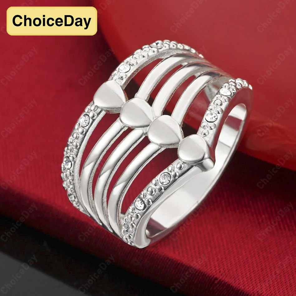 

ChoiceDay 925 Sterling Silver 7-10 Exquisite Hollow Ring Women's Elegant Jewelry Wedding Accessories Party
