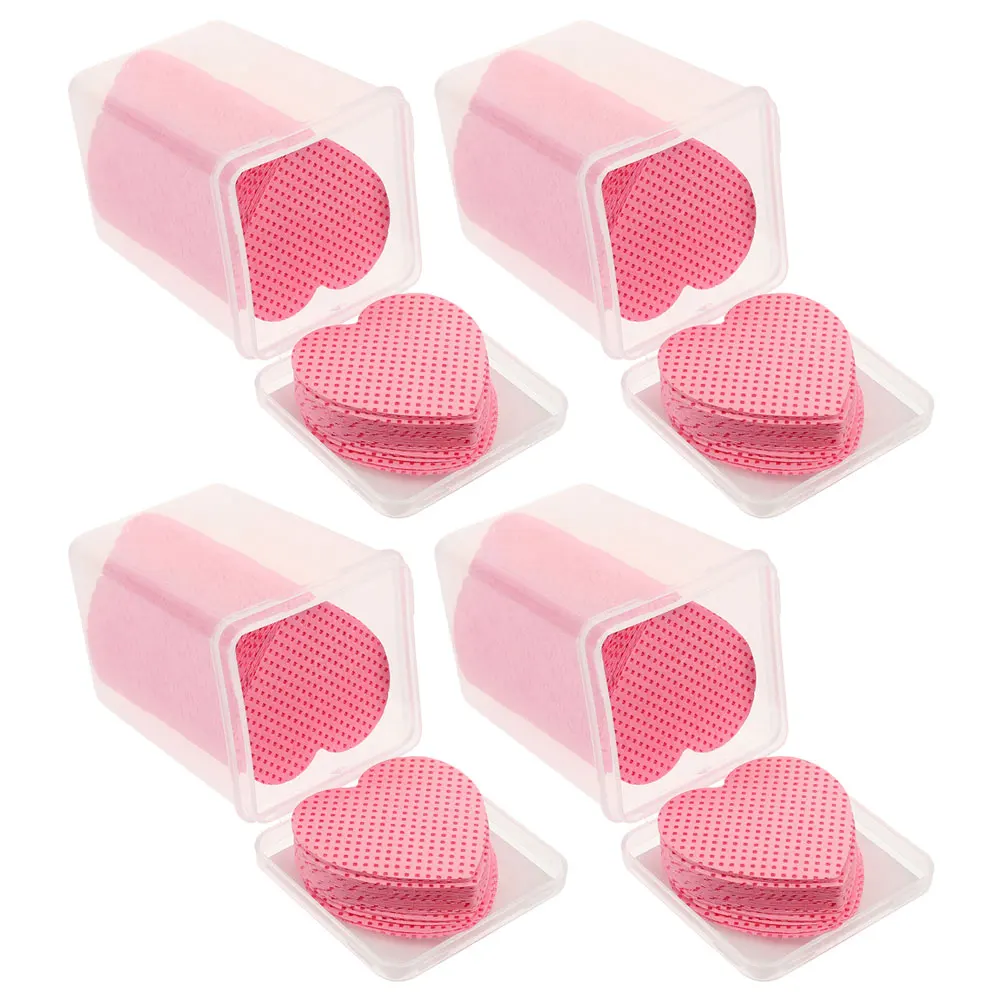 4 boîtes de lingettes pour ongles en forme de cœur, sans peluches, pour le retrait des ongles en gel et en acrylique, coton doux, jetables, tampons nettoyants pour ongles pour le vernis