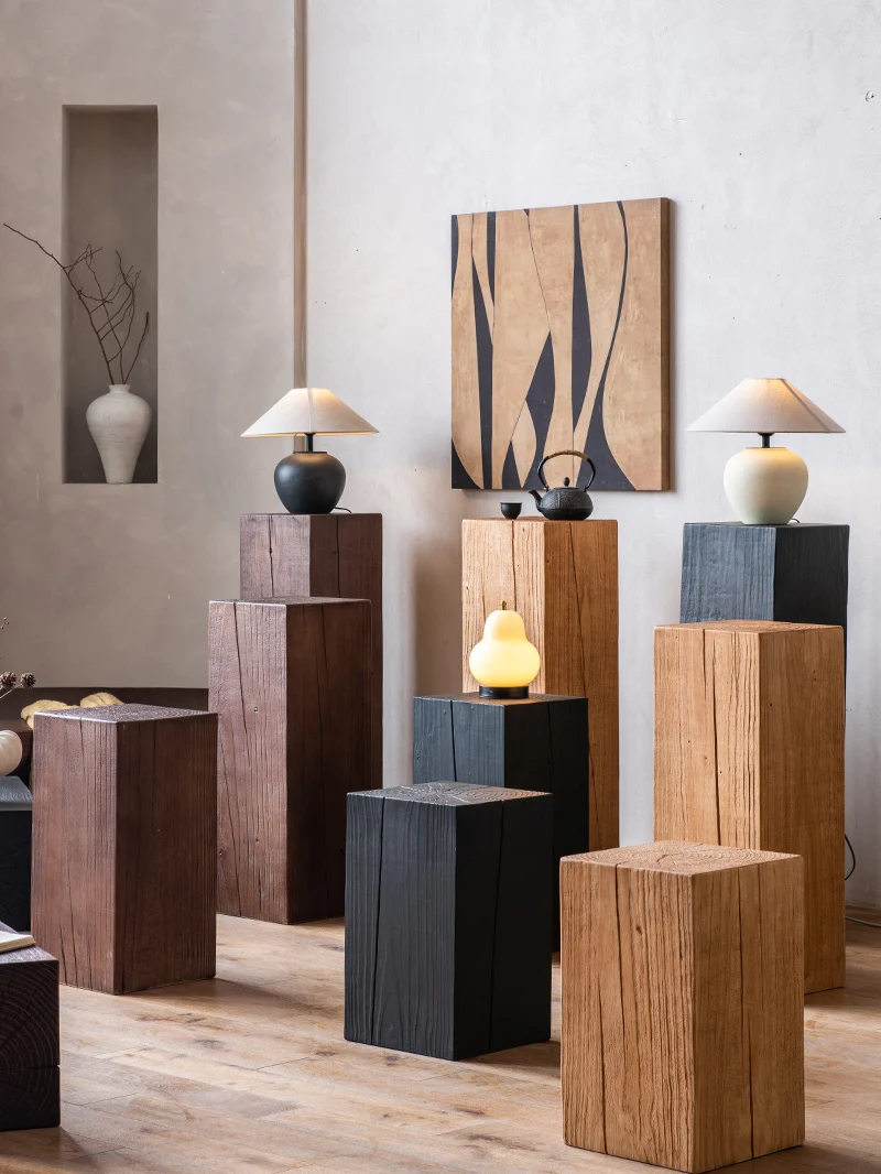 

Couch side bonsai base solid wood pier hotel stake flower stand homestay stump ornament display table corner few